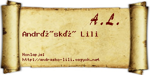 Andráskó Lili névjegykártya