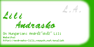 lili andrasko business card